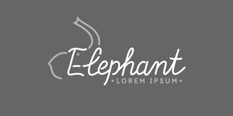 Minimalistic and stylish Elephant emblem. Vector illustration with text in a fashionable simple style.