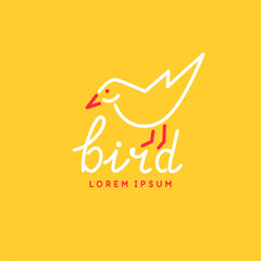 Minimalistic and stylish Bird emblem. Modern typography. Illustration with text in a fashionable simple style.