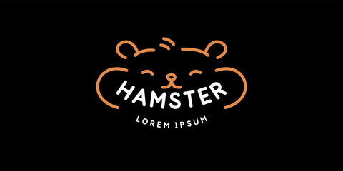 Minimalistic and stylish Hamster emblem. Modern graphics. Vector illustration with text in a fashionable simple style.