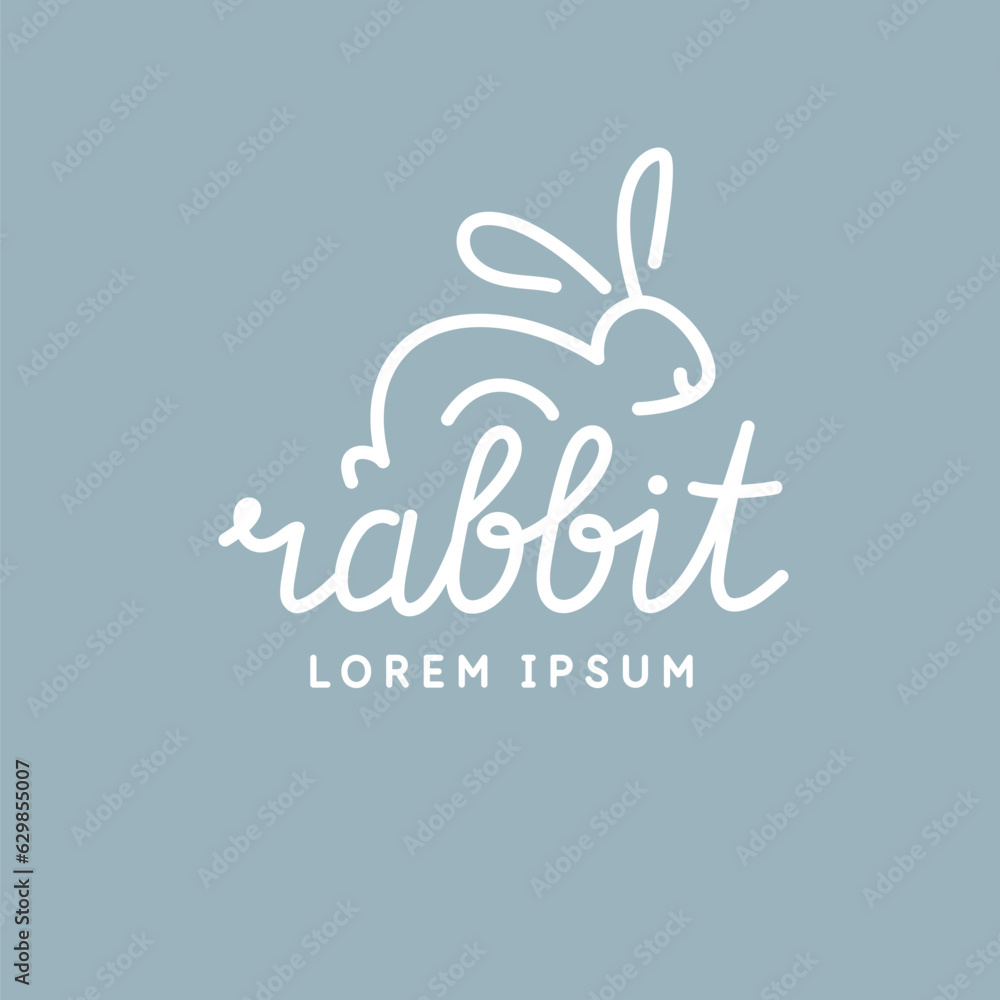 Aufkleber minimalistic and stylish rabbit emblem. modern graphics. vector illustration with text in a fashiona