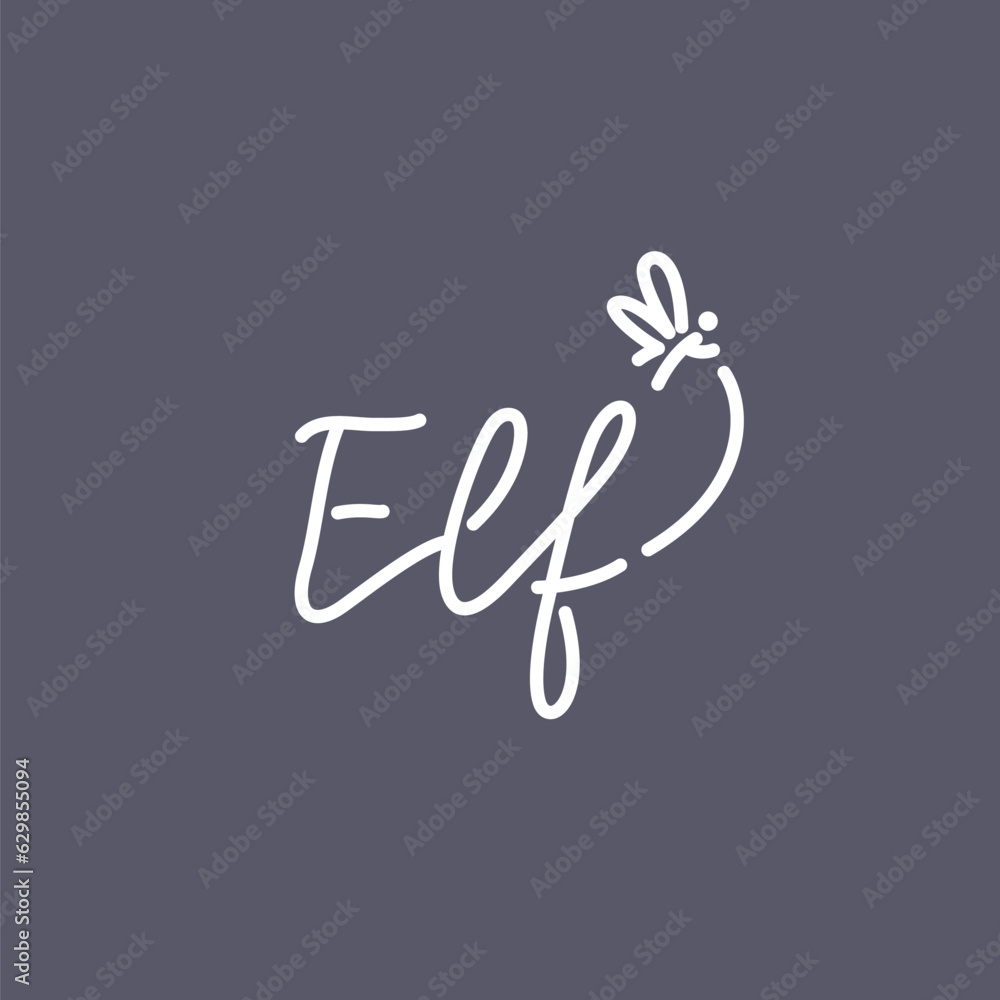 Poster minimalistic and stylish elf emblem. modern graphics. vector illustration with text in a fashionable