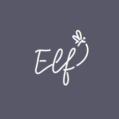 Minimalistic and stylish Elf emblem. Modern graphics. Vector illustration with text in a fashionable simple style.