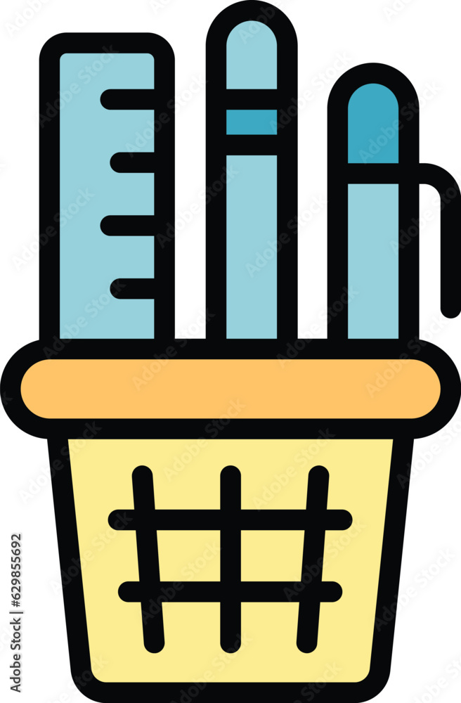 Poster study elements icon outline vector. data learn. paper digital color flat