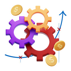 3D Chart with Business-related 3d elements. 