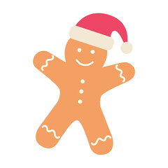 christmas gingerbread man with santa hat isolated icon vector illustration design.