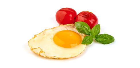 Fried eggs, isolated on white background.