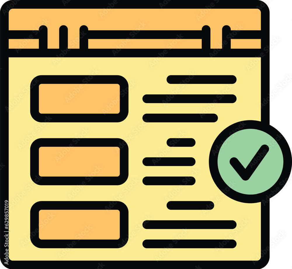 Poster web learn icon outline vector. study case. business data color flat