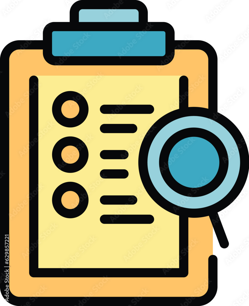 Poster clipboard data icon outline vector. study case. success learn color flat