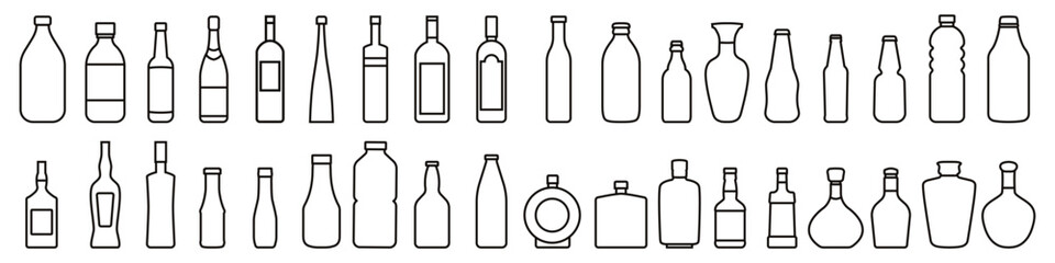 Bottle icon vector set. Bottle for water illustration sign collection. Bottle of alcohol symbol or logo.