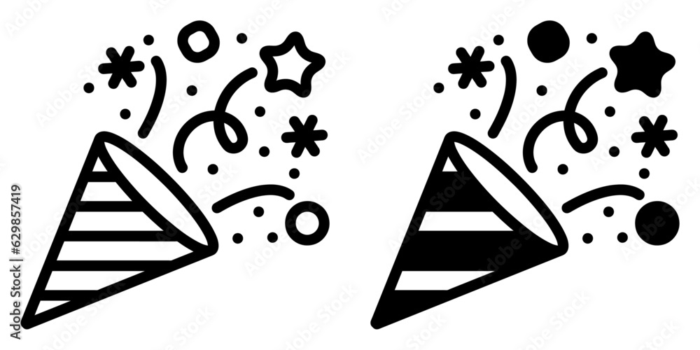 Fototapete ofvs413 outlinefilledvectorsign ofvs - confetti popper vector icon . isolated transparent . black ou