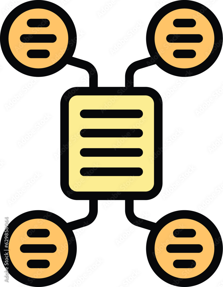 Poster scheme data icon outline vector. study case. business success color flat