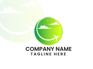 Creative travel logo.  Travel company logo. Plnate logo. Airplane. Green.  World travel logo. Premium design. Tour. Business tour. Finance. Sky