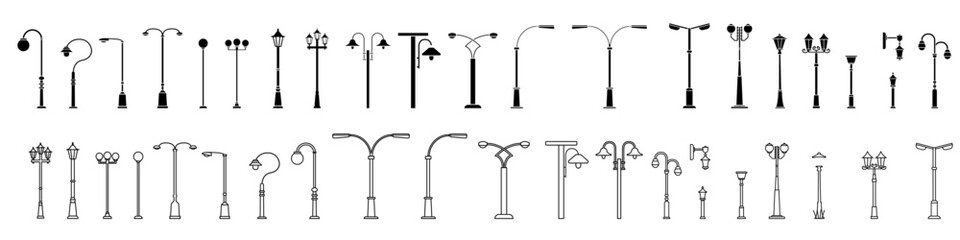 Street light vector icon set. Street lighting illustration sign collection. Flashlight symbol. lamp logo.