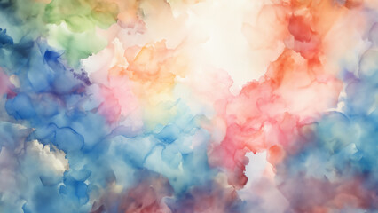 Fototapeta na wymiar watercolor vibrant rainbow background