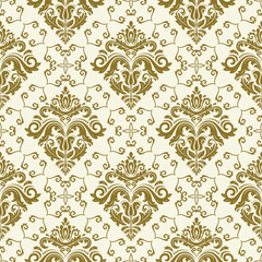 Obraz premium Classic golden seamless vector pattern. Damask orient ornament. Classic vintage background. Orient pattern for fabric, wallpapers and packaging