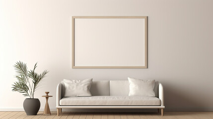 Mockup poster frame in minimalist modern interior