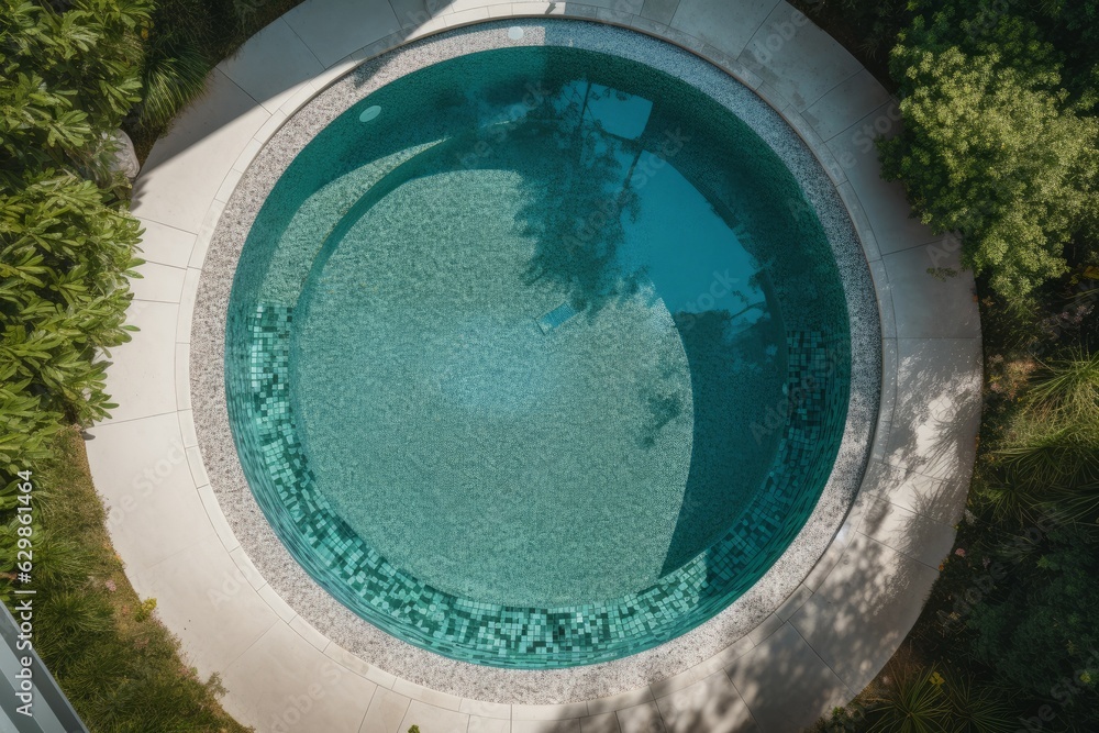 Poster circle pool top view. generate ai
