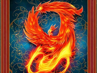 Phoenix Fire Bird, Generative AI Illustration