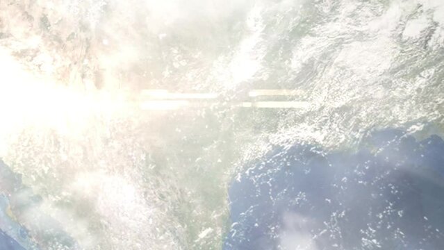 Zoom in from space and focus on Georgetown, Texas, USA. 3D Animation. Background for travel intro. Elements of this image furnished by NASA