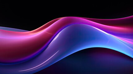 Abstract liquid glass holographic iridescent neon curved wave in motion dark background 3d render gradient design element for banners backgrounds wallpapers and covers, generative ai