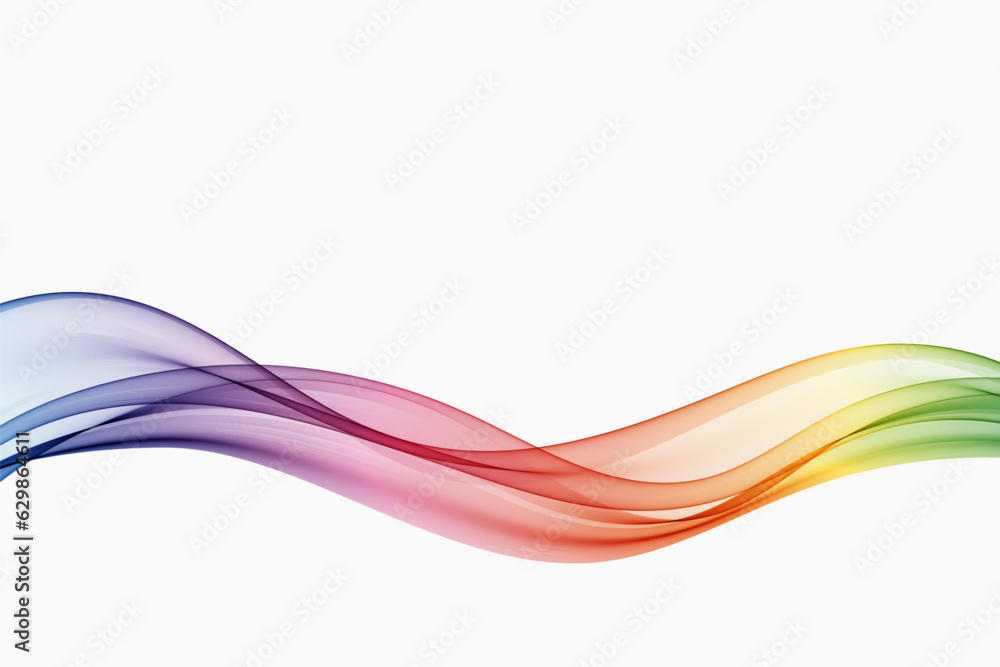 Poster abstract colorful rainbow color flowing wave lines,on white background. design element.