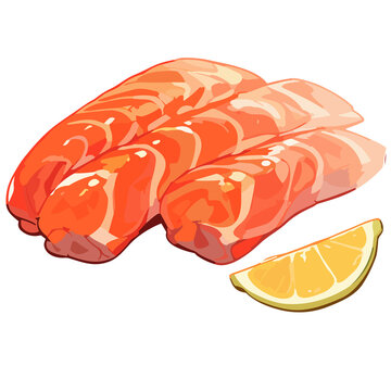 Cartoon seafood dishes, Fresh sea fish tuna, red bass, mackerel, salmon steak, and herring, Generative AI