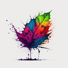 abstract watercolor background, color ink splatter leaf