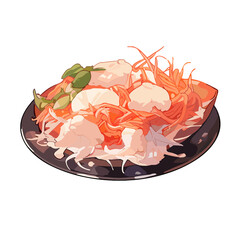 Cartoon seafood dishes, Fresh sea fish tuna, red bass, mackerel, salmon steak, and herring, Generative AI
