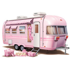Pink Campers Vintage Clipart