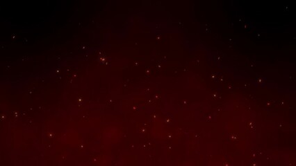 4k Fire embers fire sparks background,fire flames particles swirls in air, burning ash fire sparks. Particle dust cloud bonfire embers floating turbulent wind. Fiery glowing flying particles