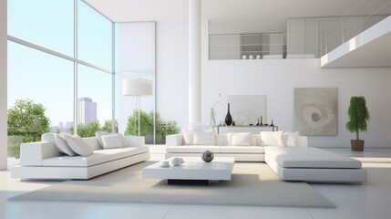 modern luxury white living room interior, generative ai