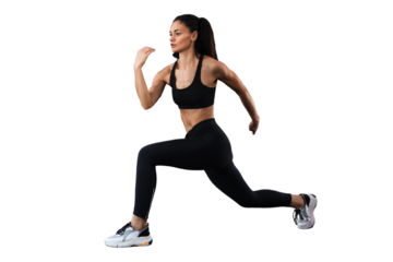 Beautiful muscular fit woman exercising building muscles on a transparent background