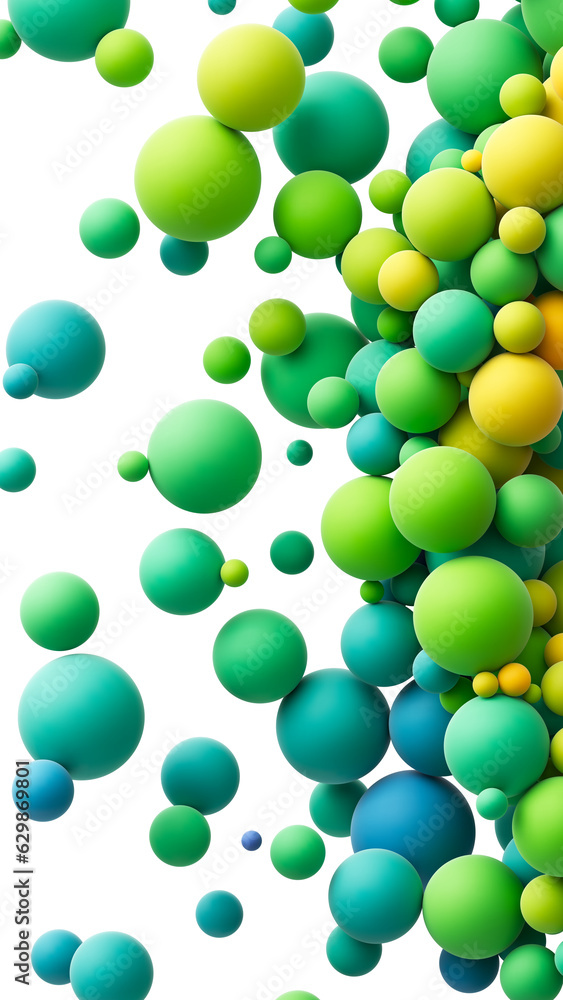 Aufkleber abstract background with many colorful random flying spheres. colorful matte soft balls in different