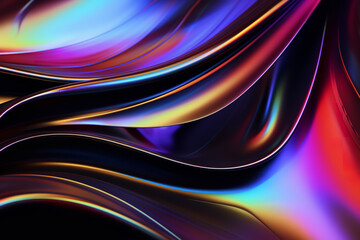 abstract black and shiny iridescent undulating liquid, ray tracing