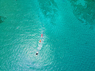boats on crystal clear water Cyprus - obrazy, fototapety, plakaty