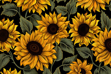 yellow sunflower background - obrazy, fototapety, plakaty