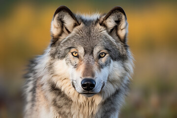portrait of wolf in Yellowstone National Park