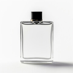 Empty perfume bottle mockup, white background. AI Generated Image