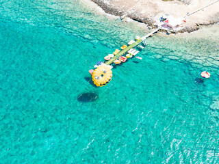 Fototapeta na wymiar boats on crystal clear water Cyprus