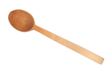 Large wooden spoon. Kitchen tool, retro. Transparent background.