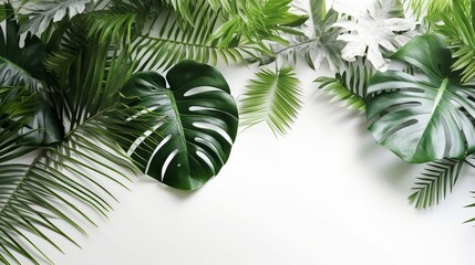 Palm leaves, isolated on white, Generative ai