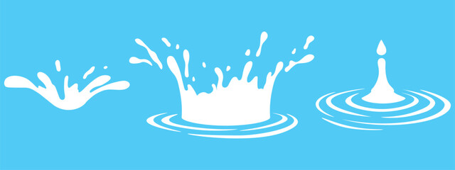Water and juice splash liquide. Vector Illustration. A spill shape, unscheduled painting etched by accident A milk splash, exuberant display of waters dynamic nature Fresh juice splashed, energetic