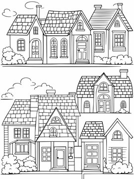 simple house pictures to color, black and white silhouette