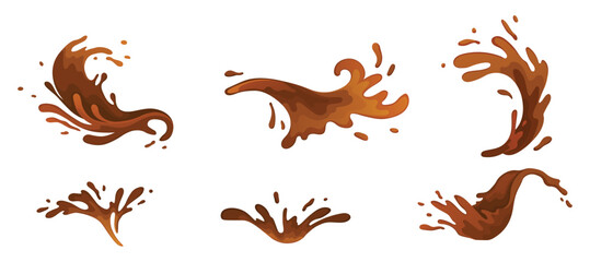 Water and juice splash liquide. Vector Illustration. Fresh juice splashed, visual feast of refreshing drink A coffee wave shape, reflection of seas timeless ebb and flow A drop shape, basic unit in