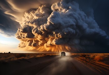 Supercell storm takes car with it