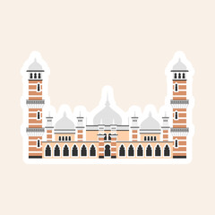 Jamek Mosque. Vector illustration. Islamic Kuala Lumpur Masjid historic landmarks and sightseeings. Vector illustration. Colorful element set.