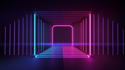 neon light entrance glowing background