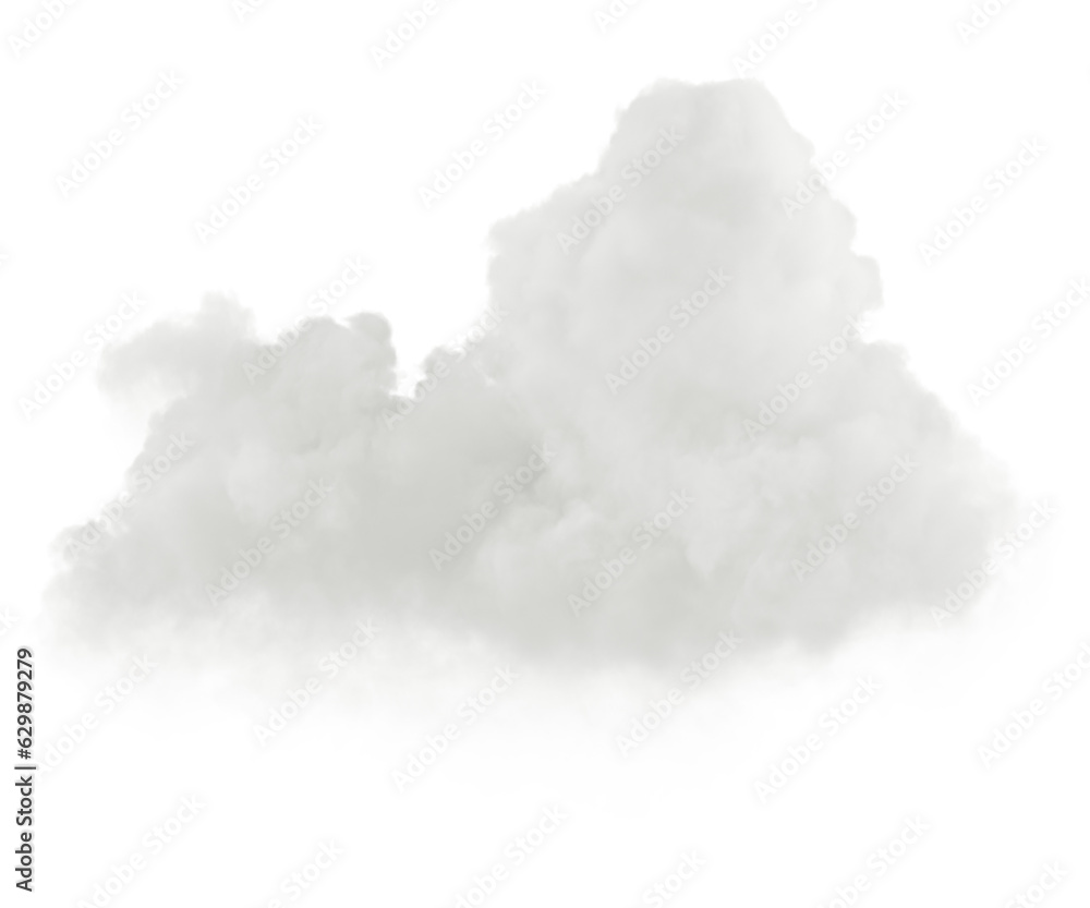 Aufkleber Isolate abstract white smooth clouds on transparent backgrounds 3d render png