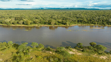 Obraz na płótnie Canvas Aerial view of Nyerere national Park in Tanzania