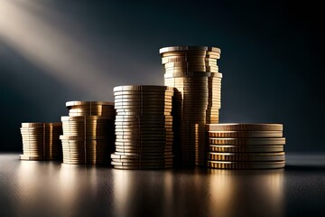 stack of coins generating by AI technology